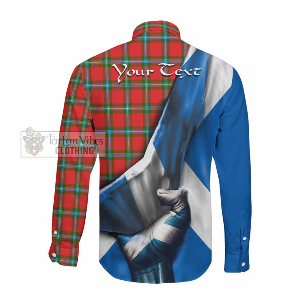 Tartan Vibes Clothing MacLaine (McLaine) Tartan Long Sleeve Button Shirt with Family Crest Scotland Patriotic Style