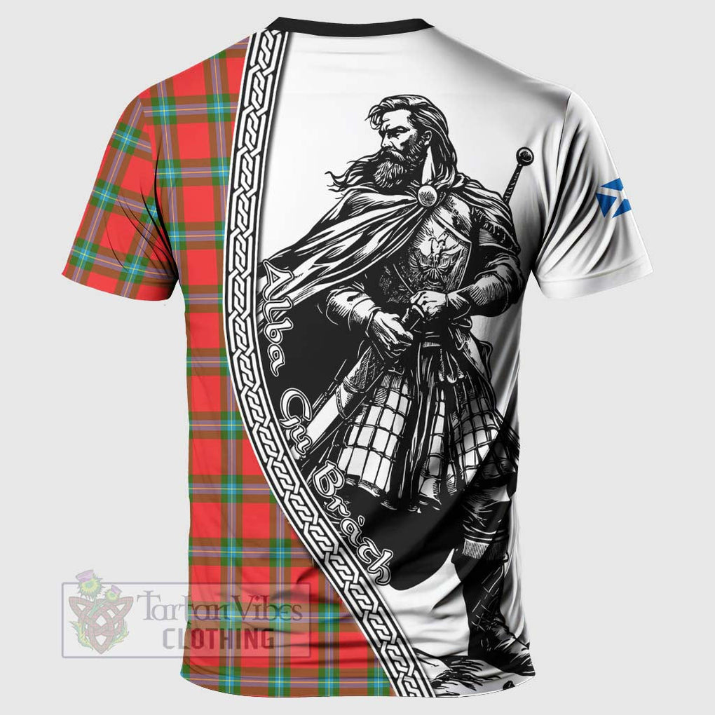 Tartan Vibes Clothing MacLaine (McLaine) Tartan Clan Crest T-Shirt with Highlander Warrior Celtic Style