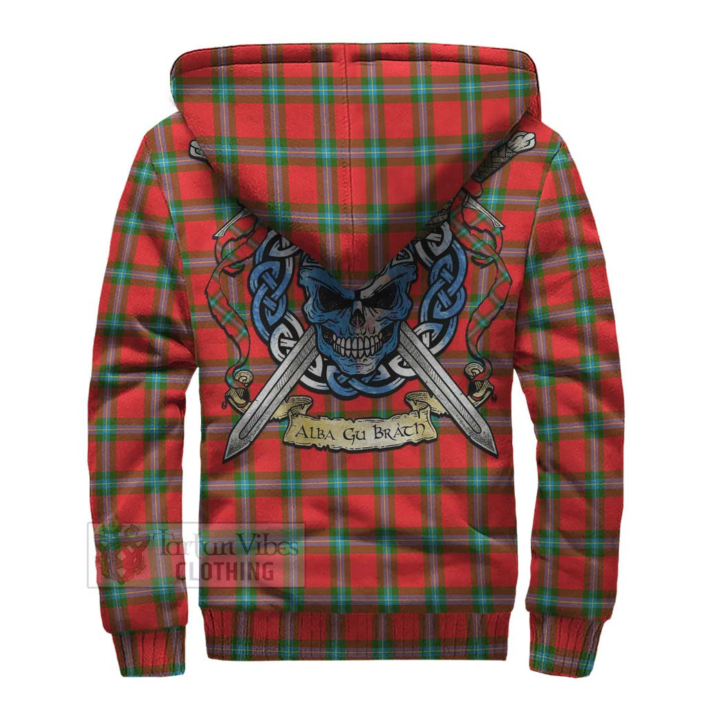 Tartan Vibes Clothing MacLaine (McLaine) Tartan Sherpa Hoodie with Family Crest Celtic Skull Style