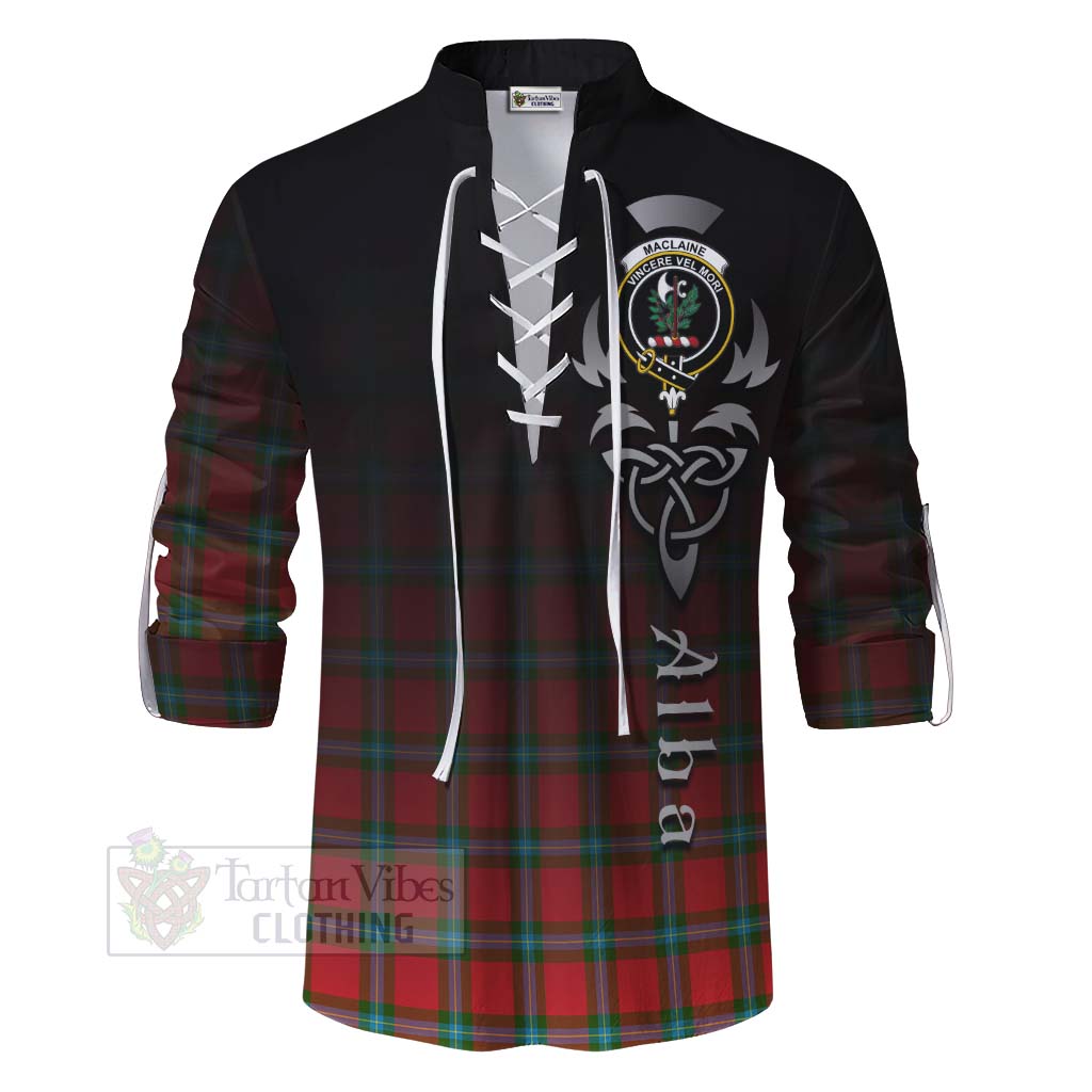 Tartan Vibes Clothing MacLaine (McLaine) Tartan Ghillie Kilt Shirt Featuring Alba Gu Brath Family Crest Celtic Inspired