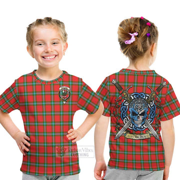 MacLaine (McLaine) Tartan Kid T-Shirt with Family Crest Celtic Skull Style