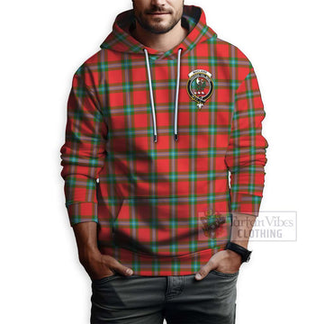 MacLaine (McLaine) Tartan Hoodie with Family Crest and Bearded Skull Holding Bottles of Whiskey