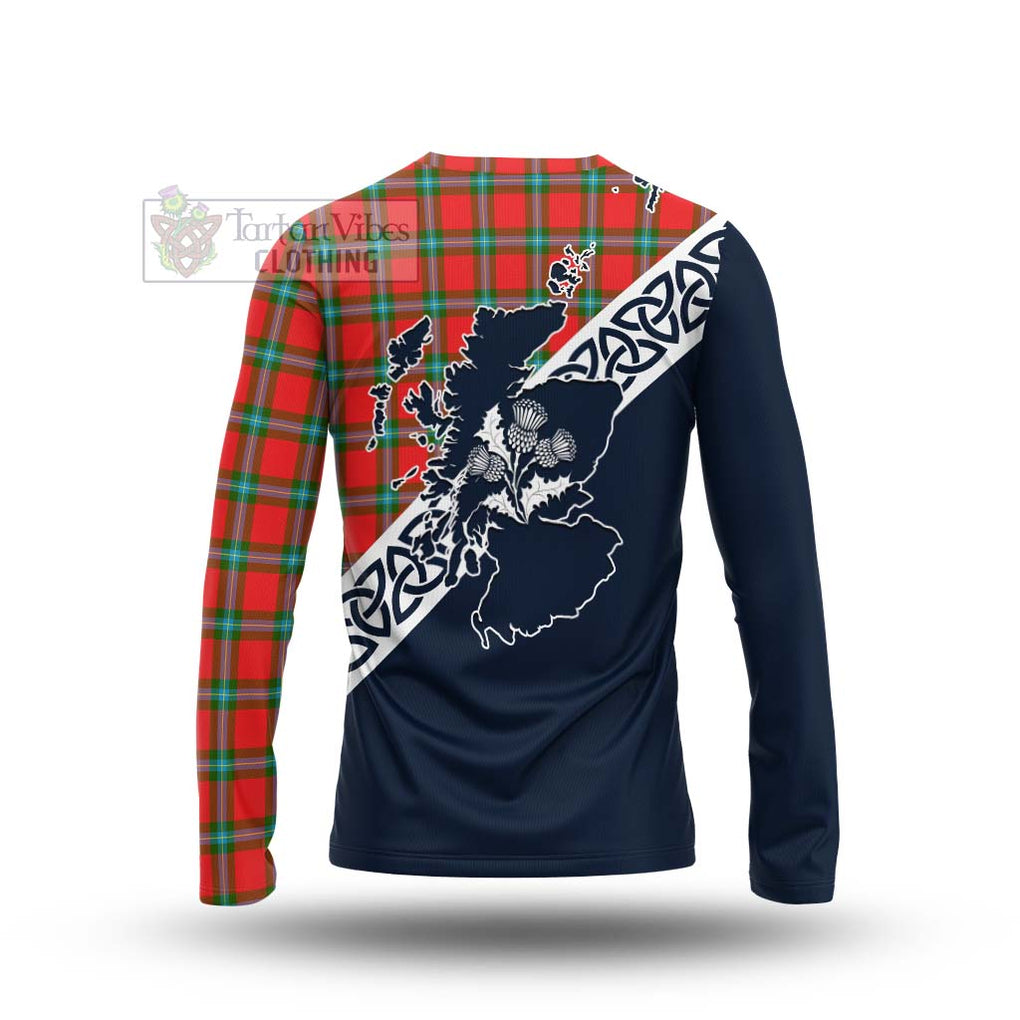 Tartan Vibes Clothing MacLaine (McLaine) Tartan Long Sleeve T-Shirt Featuring Thistle and Scotland Map