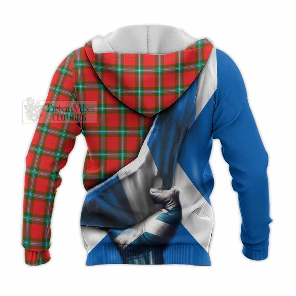 Tartan Vibes Clothing MacLaine (McLaine) Tartan Knitted Hoodie with Family Crest Scotland Patriotic Style