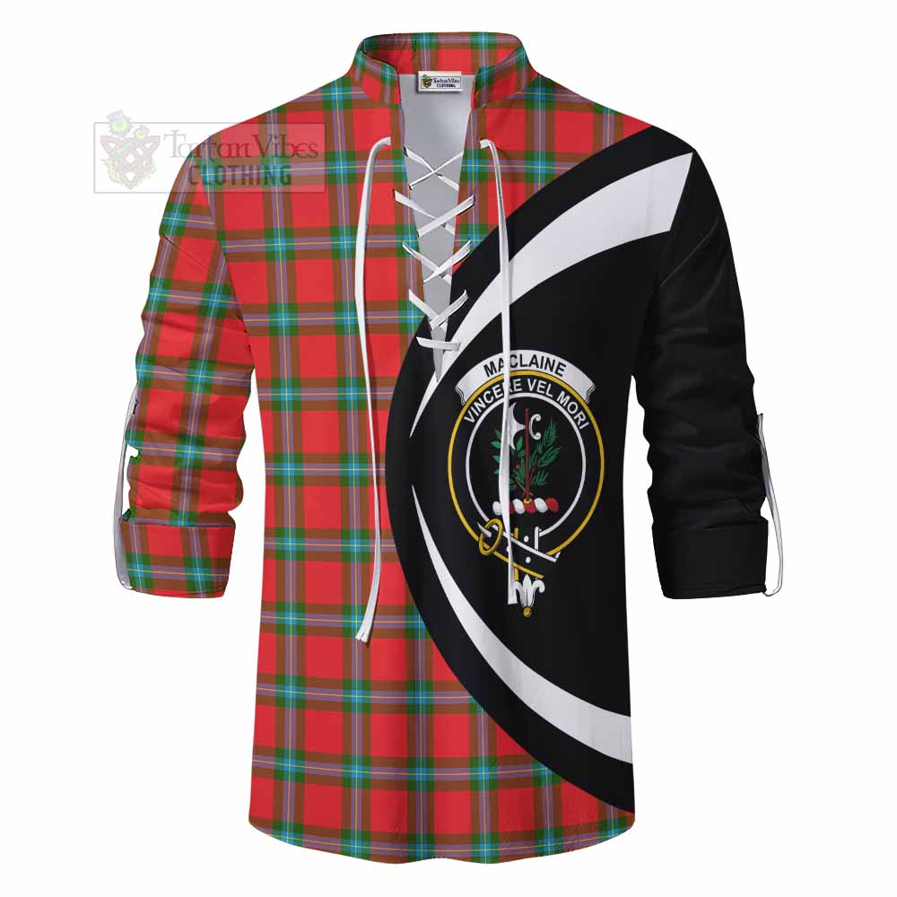 Tartan Vibes Clothing MacLaine (McLaine) Tartan Ghillie Kilt Shirt with Family Crest Circle Style