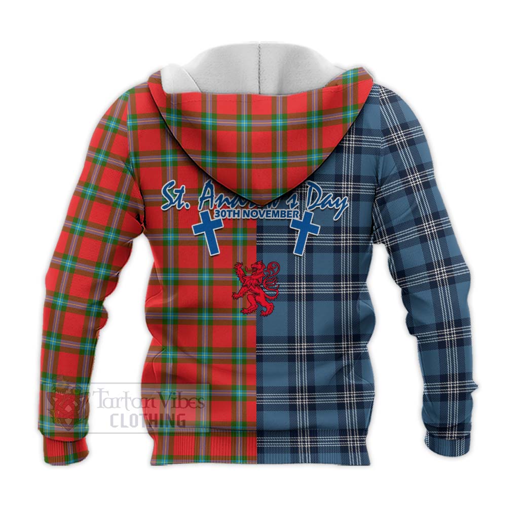 Tartan Vibes Clothing MacLaine (McLaine) Tartan Knitted Hoodie Happy St. Andrew's Day Half Tartan Style