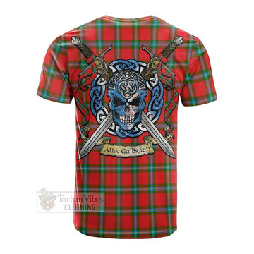 MacLaine (McLaine) Tartan Cotton T-shirt with Family Crest Celtic Skull Style