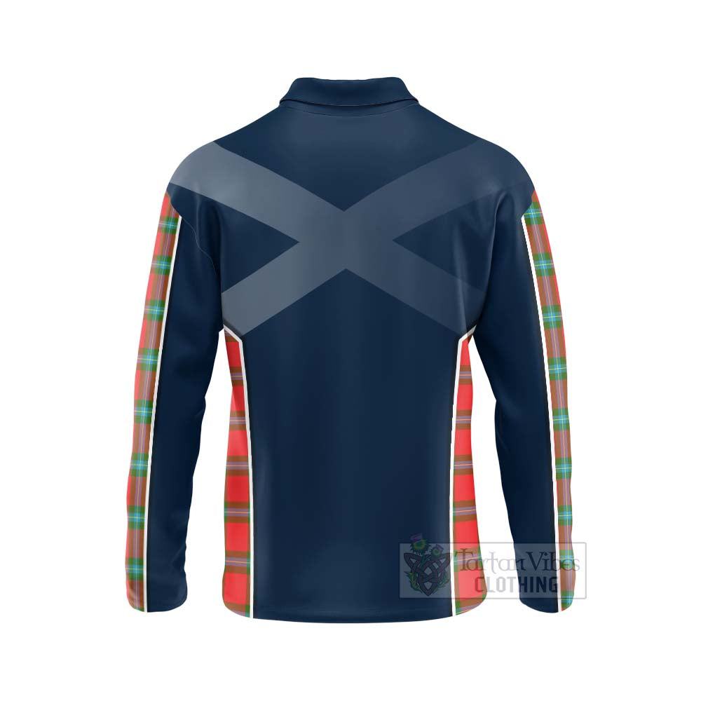 Tartan Vibes Clothing MacLaine (McLaine) Tartan Long Sleeve Polo Shirt with Family Crest and Scottish Thistle Vibes Sport Style