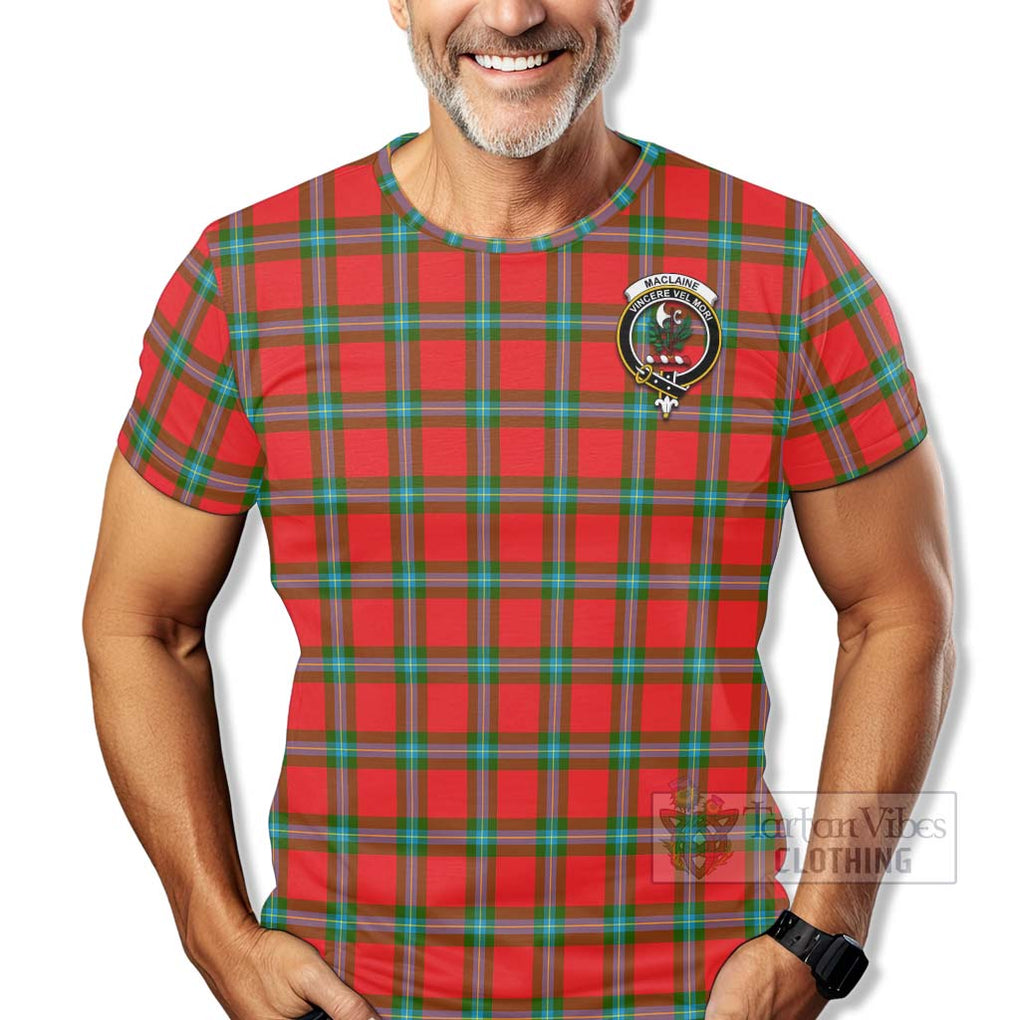 Tartan Vibes Clothing MacLaine (McLaine) Tartan T-Shirt with Family Crest Celtic Skull Style