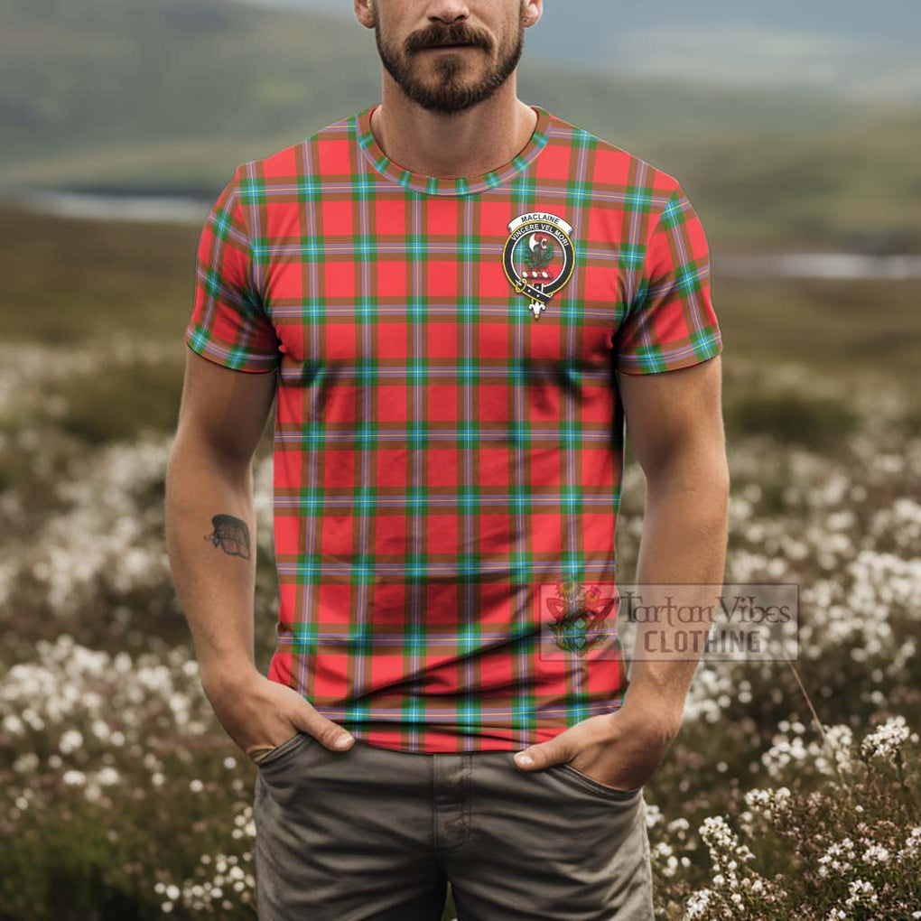 Tartan Vibes Clothing MacLaine (McLaine) Tartan T-Shirt with Family Crest and Bearded Skull Holding Bottles of Whiskey