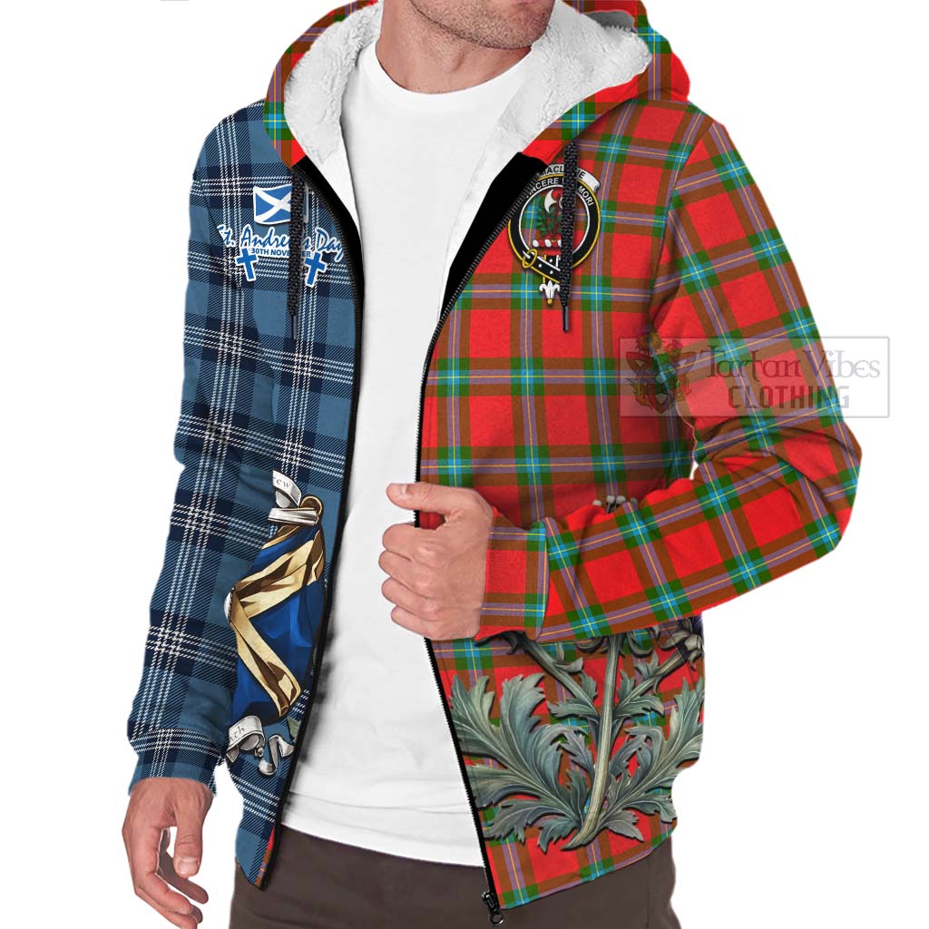 Tartan Vibes Clothing MacLaine (McLaine) Tartan Sherpa Hoodie Happy St. Andrew's Day Half Tartan Style