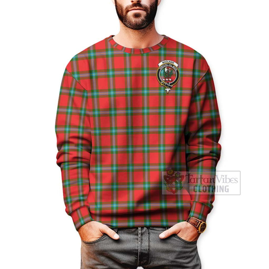 Tartan Vibes Clothing MacLaine (McLaine) Tartan Sweatshirt with Family Crest and Bearded Skull Holding Bottles of Whiskey