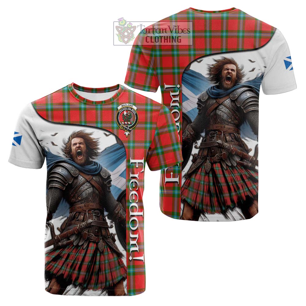 Tartan Vibes Clothing MacLaine (McLaine) Crest Tartan Cotton T-shirt Inspired by the Freedom of Scottish Warrior