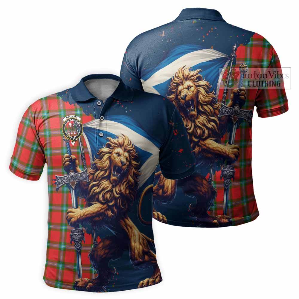 Tartan Vibes Clothing MacLaine (McLaine) Tartan Family Crest Men's Polo Shirt with Scottish Majestic Lion