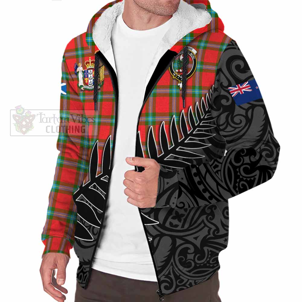 Tartan Vibes Clothing MacLaine (McLaine) Crest Tartan Sherpa Hoodie with New Zealand Silver Fern Half Style