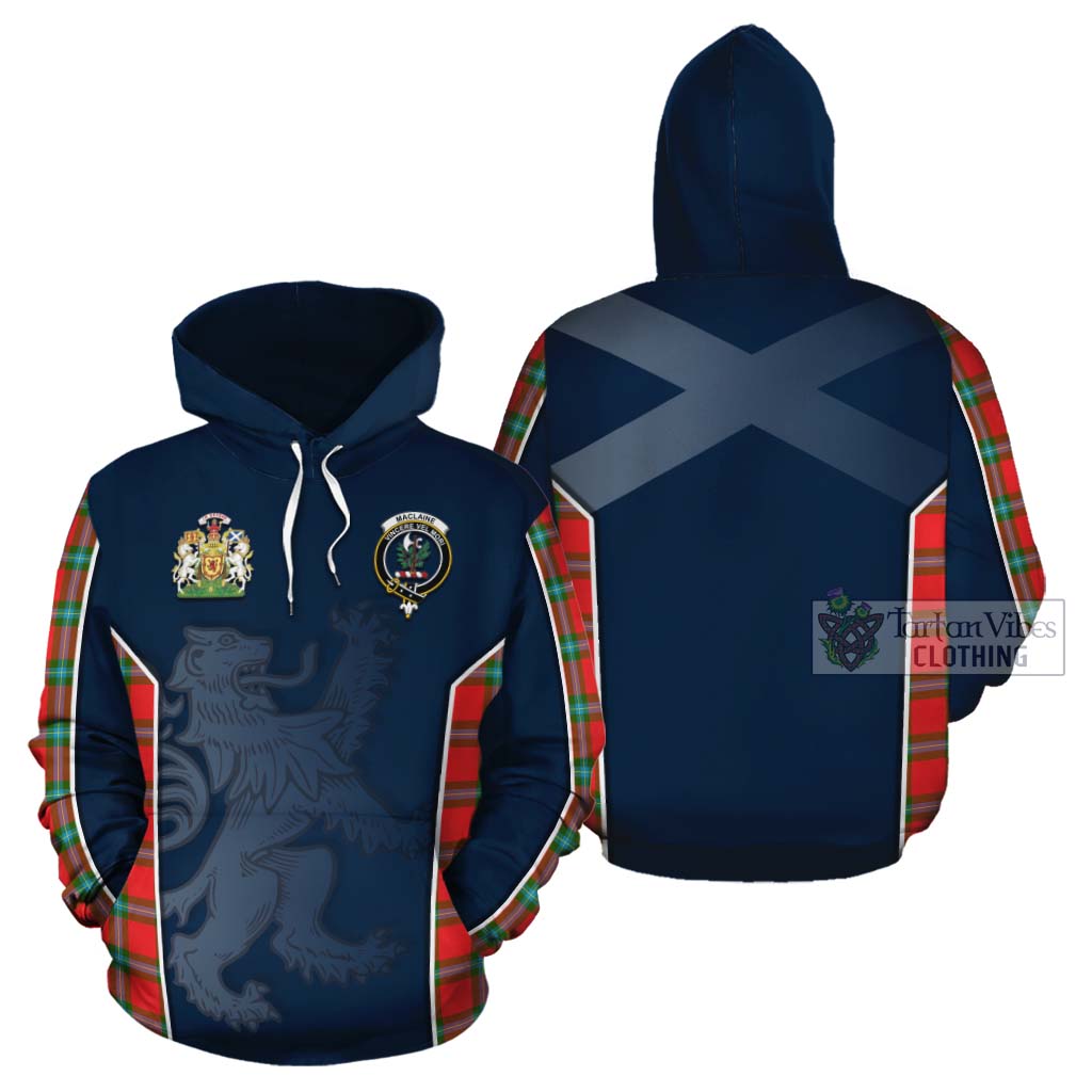 Tartan Vibes Clothing MacLaine (McLaine) Tartan Cotton Hoodie with Family Crest and Lion Rampant Vibes Sport Style