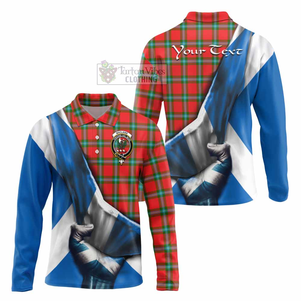 Tartan Vibes Clothing MacLaine (McLaine) Tartan Long Sleeve Polo Shirt with Family Crest Scotland Patriotic Style