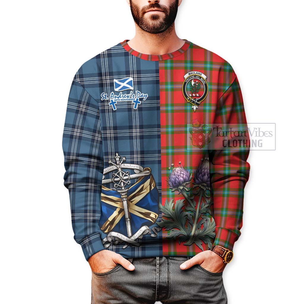 Tartan Vibes Clothing MacLaine (McLaine) Tartan Sweatshirt Happy St. Andrew's Day Half Tartan Style