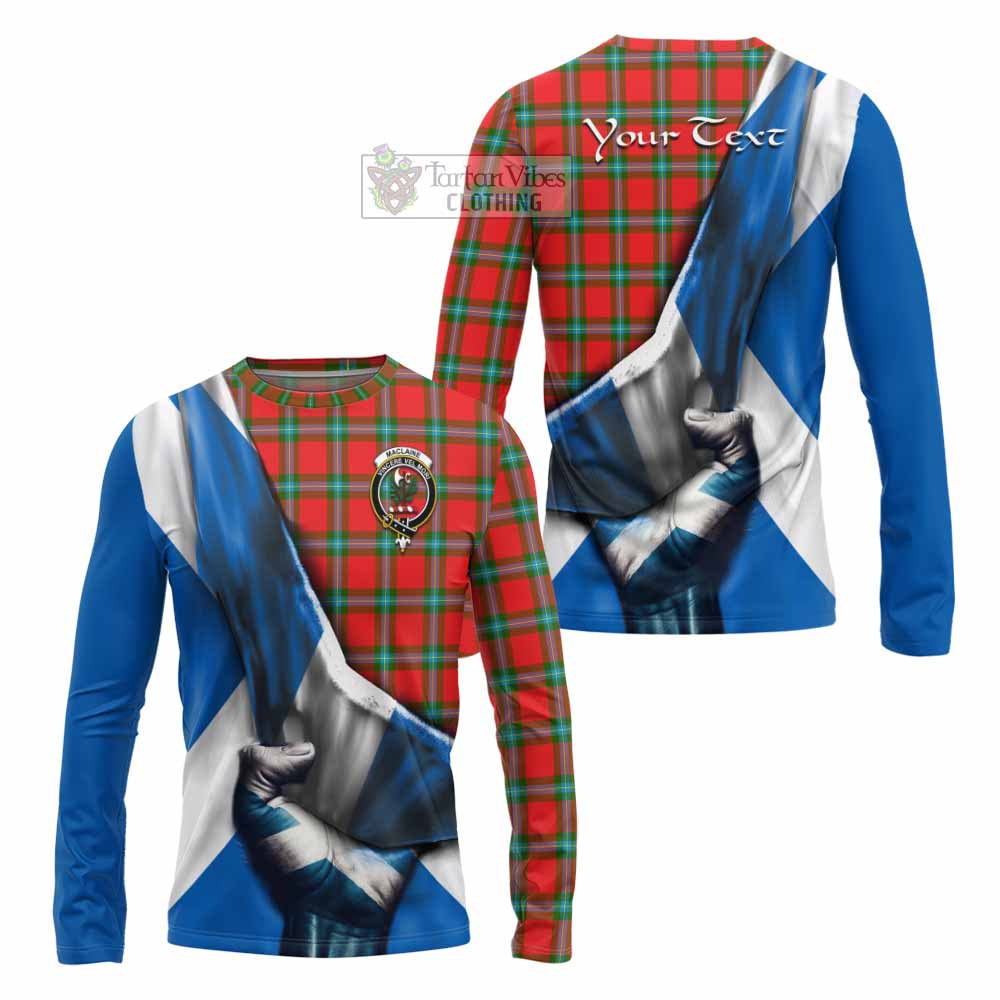 Tartan Vibes Clothing MacLaine (McLaine) Tartan Long Sleeve T-Shirt with Family Crest Scotland Patriotic Style