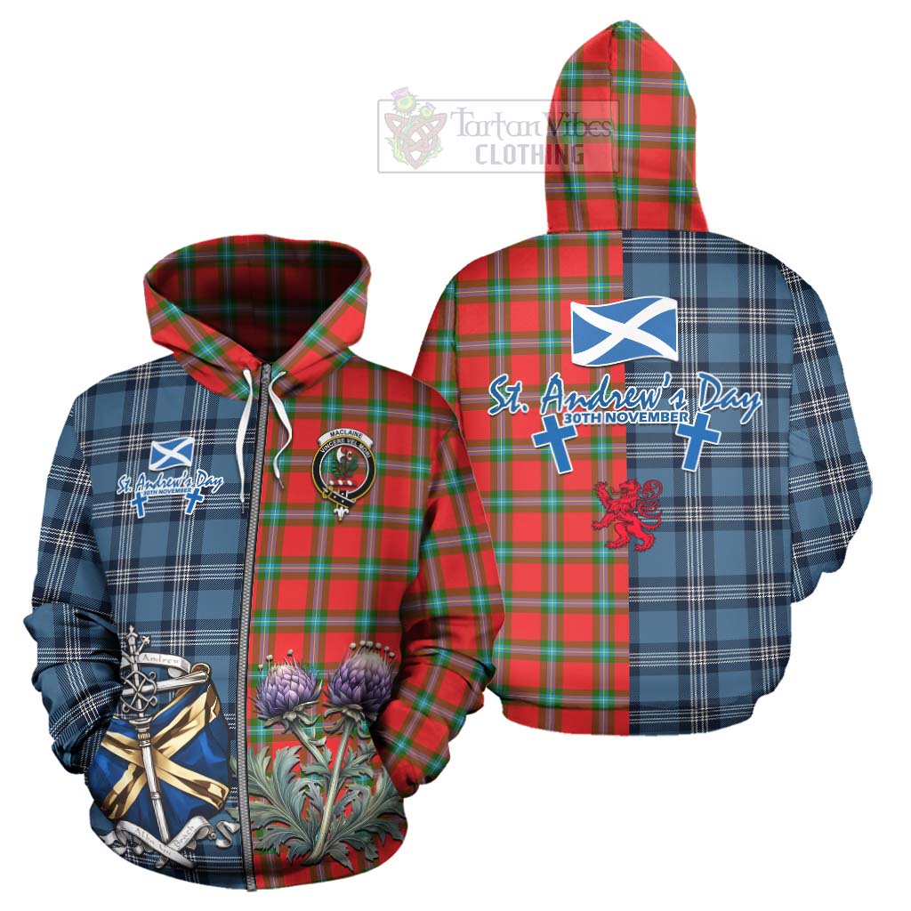 Tartan Vibes Clothing MacLaine (McLaine) Tartan Hoodie Happy St. Andrew's Day Half Tartan Style