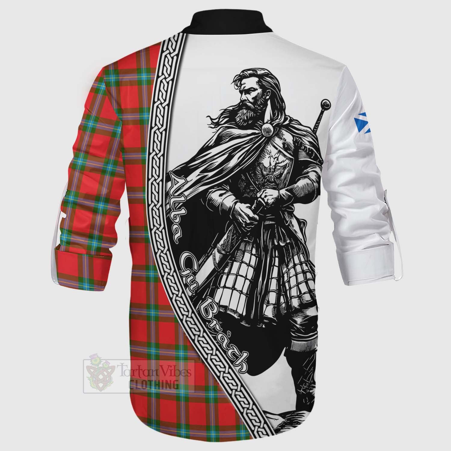 Tartan Vibes Clothing MacLaine (McLaine) Tartan Clan Crest Ghillie Kilt Shirt with Highlander Warrior Celtic Style