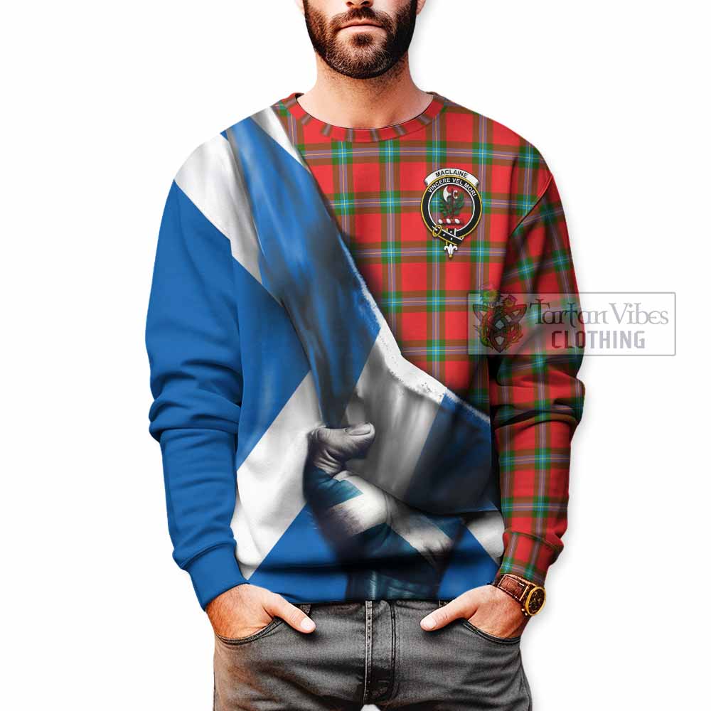 Tartan Vibes Clothing MacLaine (McLaine) Tartan Sweatshirt with Family Crest Scotland Patriotic Style