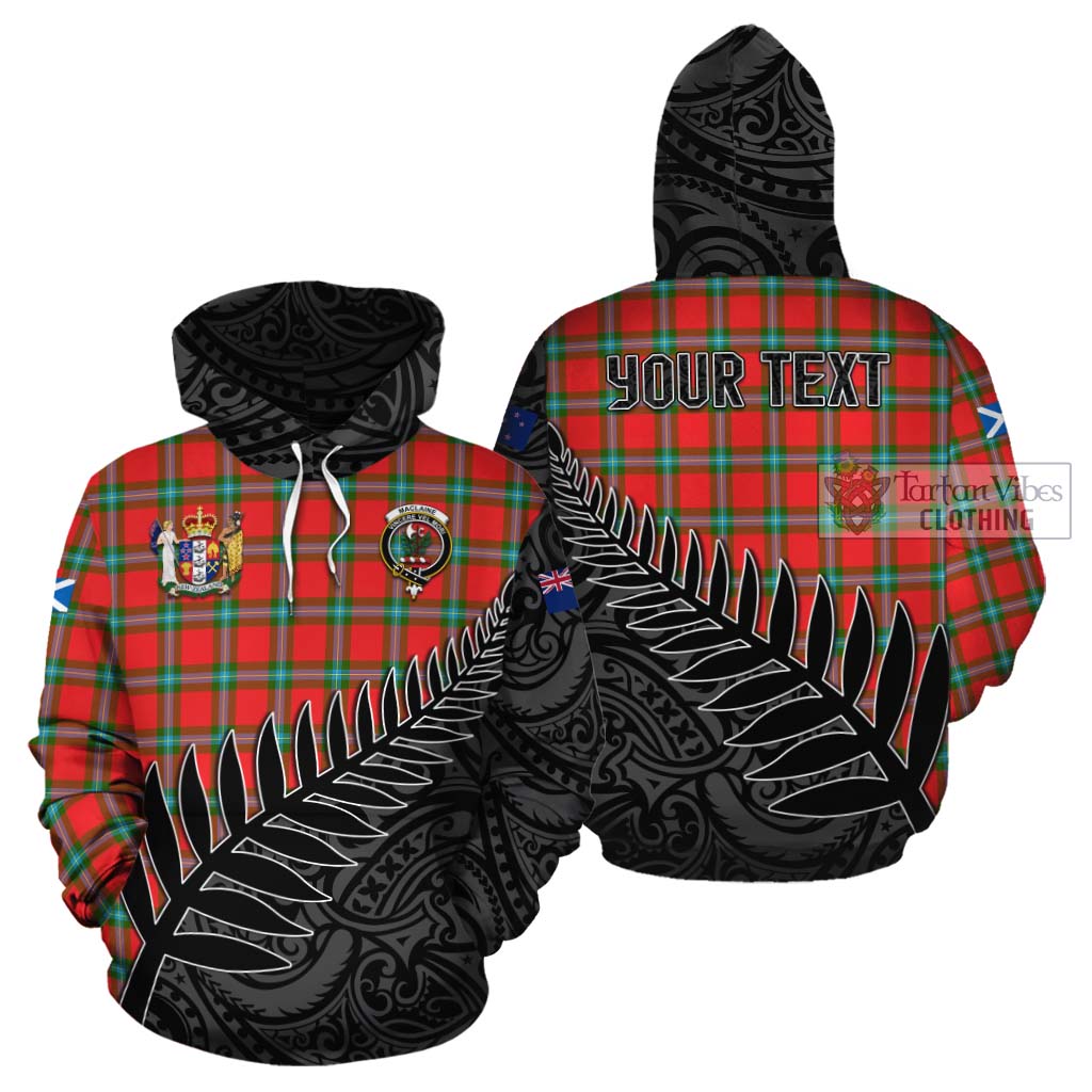 Tartan Vibes Clothing MacLaine (McLaine) Crest Tartan Cotton Hoodie with New Zealand Silver Fern Half Style