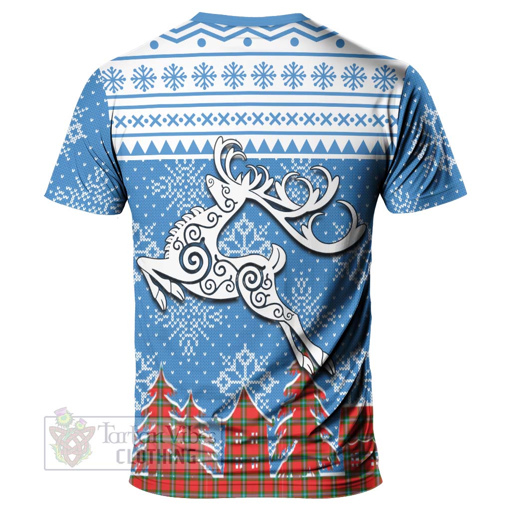 Tartan Vibes Clothing MacLaine (McLaine) Clan Christmas T-Shirt Celtic Reindeer Style