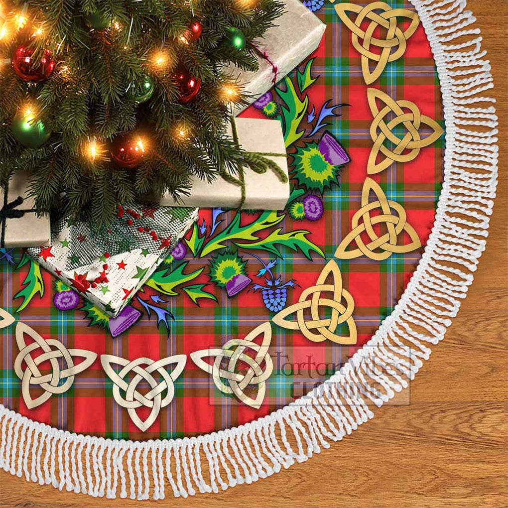 Tartan Vibes Clothing MacLaine (McLaine) Tartan Christmas Tree Skirt with Thistle Celtic Knot Style