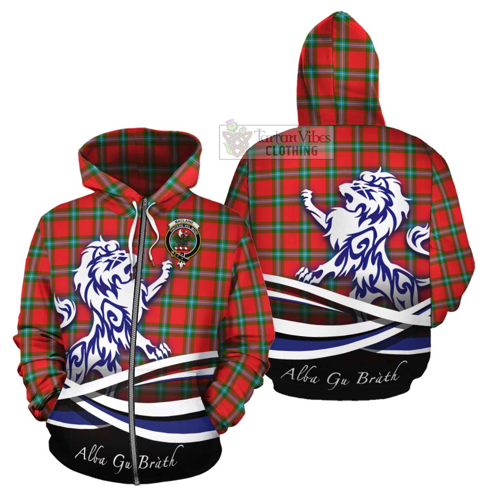 Tartan Vibes Clothing MacLaine (McLaine) Tartan Cotton Hoodie with Alba Gu Brath Regal Lion Emblem