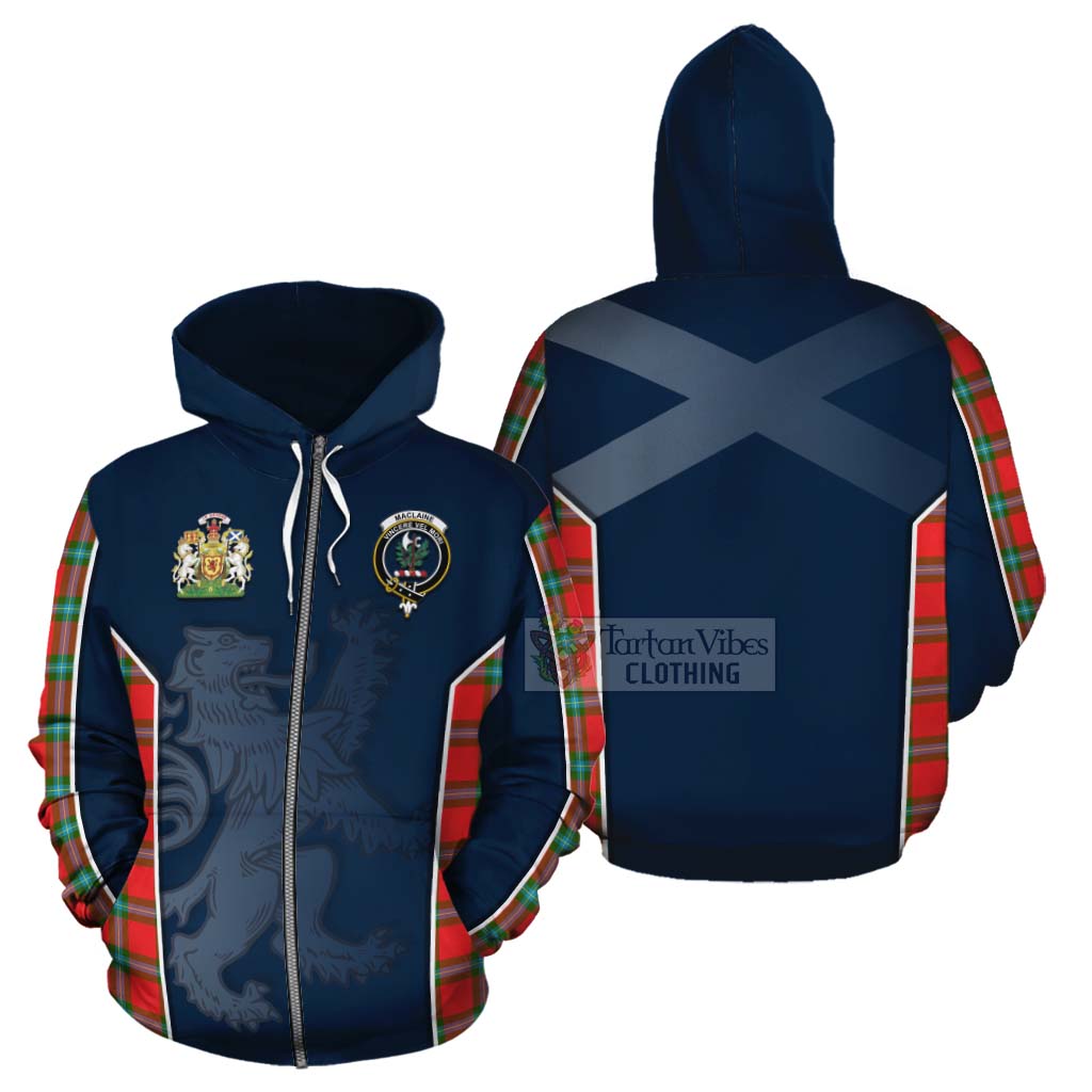 Tartan Vibes Clothing MacLaine (McLaine) Tartan Cotton Hoodie with Family Crest and Lion Rampant Vibes Sport Style