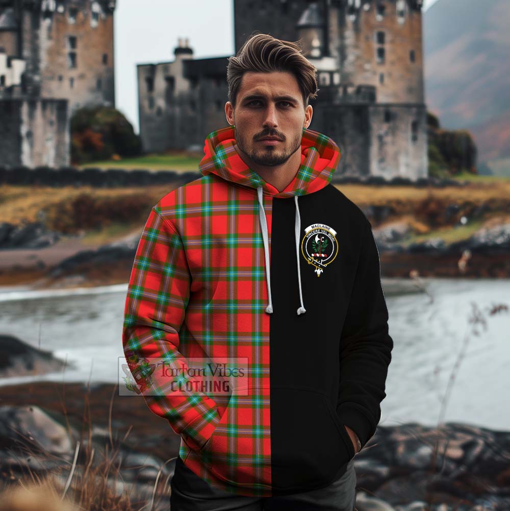 Tartan Vibes Clothing MacLaine (McLaine) Tartan Cotton Hoodie with Family Crest and Half Of Me Style