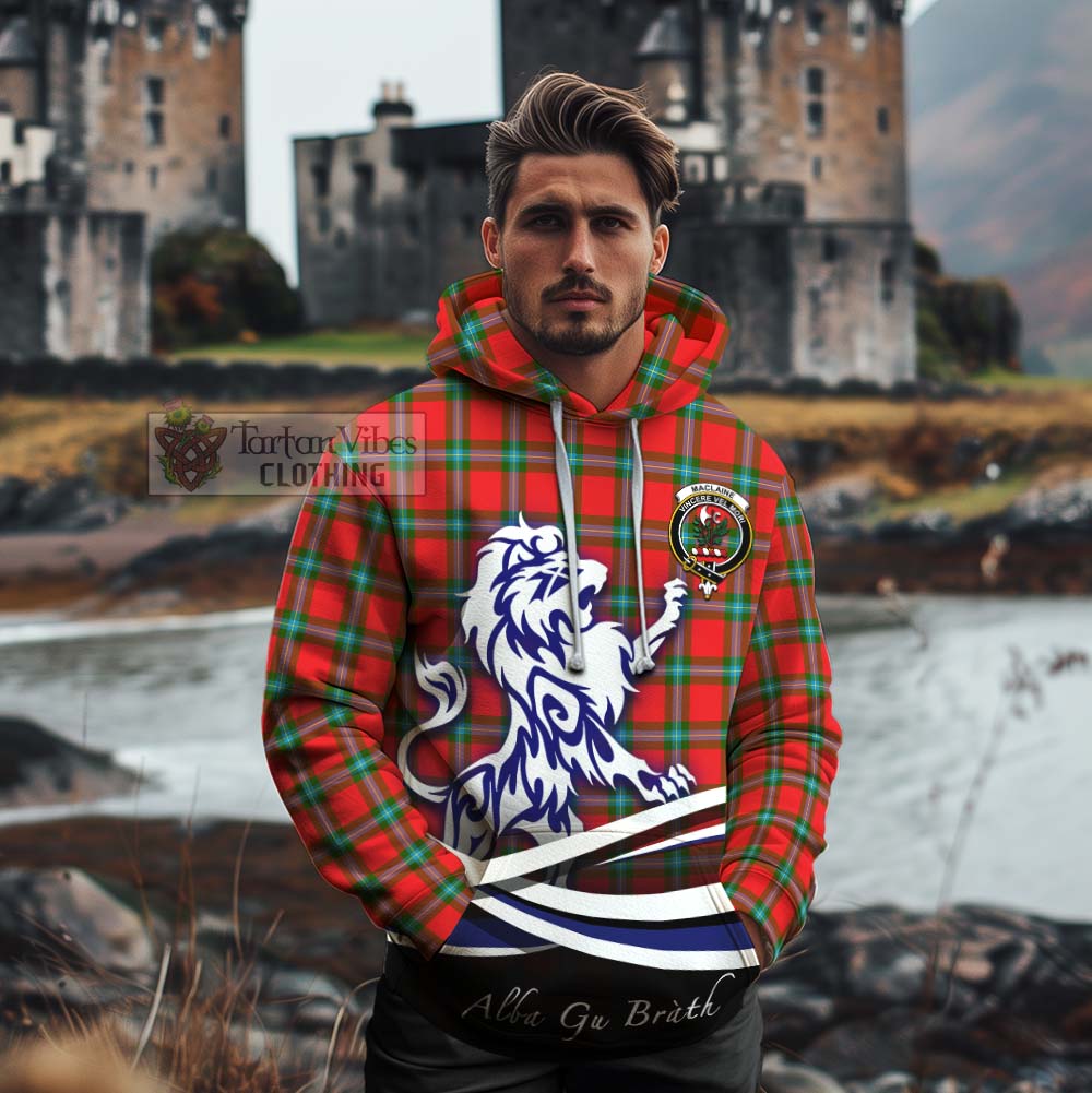 Tartan Vibes Clothing MacLaine (McLaine) Tartan Cotton Hoodie with Alba Gu Brath Regal Lion Emblem