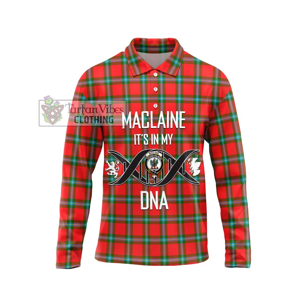 MacLaine (McLaine) Tartan Long Sleeve Polo Shirt with Family Crest DNA In Me Style Unisex - Tartanvibesclothing Shop