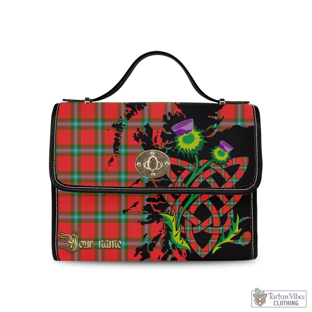 Tartan Vibes Clothing MacLaine of Loch Buie Tartan Waterproof Canvas Bag with Scotland Map and Thistle Celtic Accents