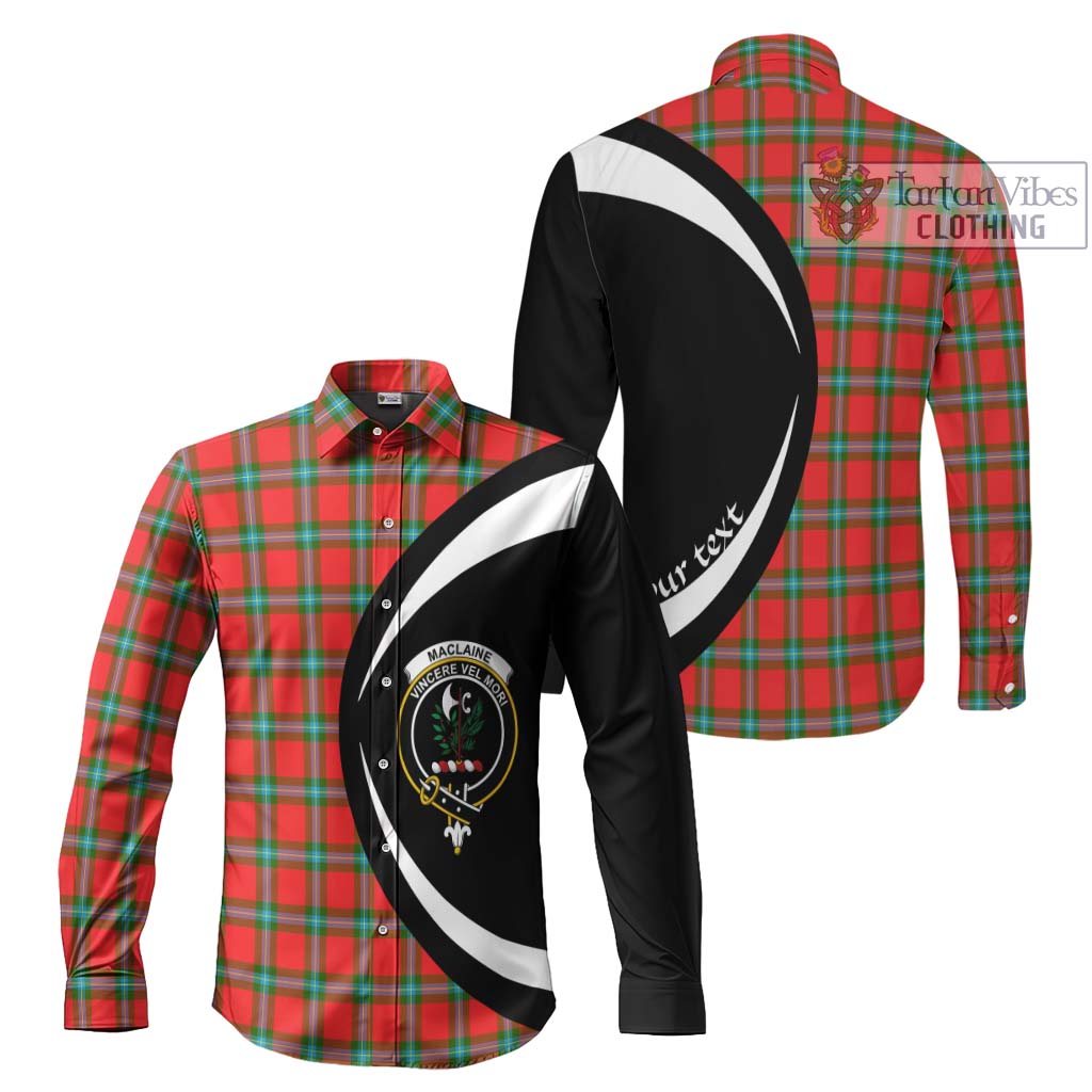 MacLaine (McLaine) Tartan Long Sleeve Button Up with Family Crest Circle Style Men's Shirt S - Tartan Vibes Clothing