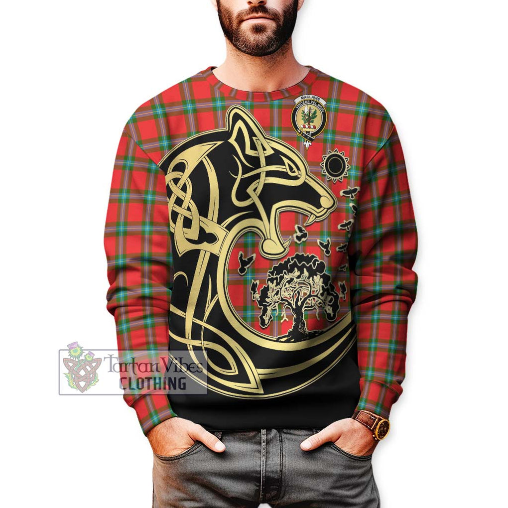 MacLaine (McLaine) Tartan Sweatshirt with Family Crest Celtic Wolf Style Unisex - Tartan Vibes Clothing