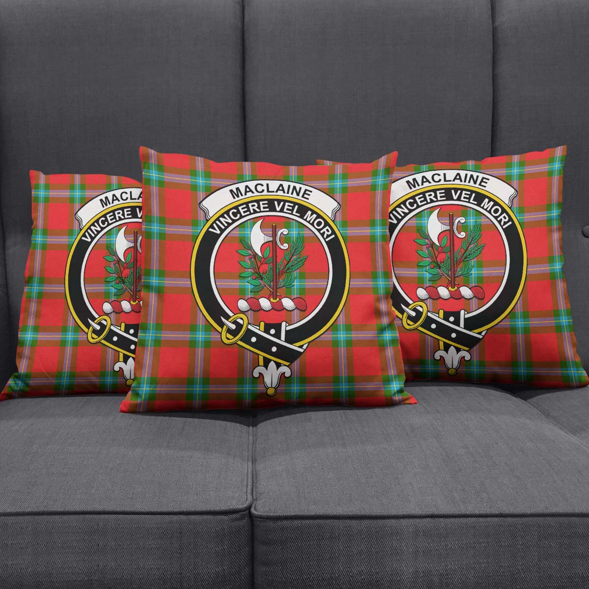 MacLaine of Loch Buie Tartan Pillow Cover with Family Crest Square Pillow Cover - Tartanvibesclothing