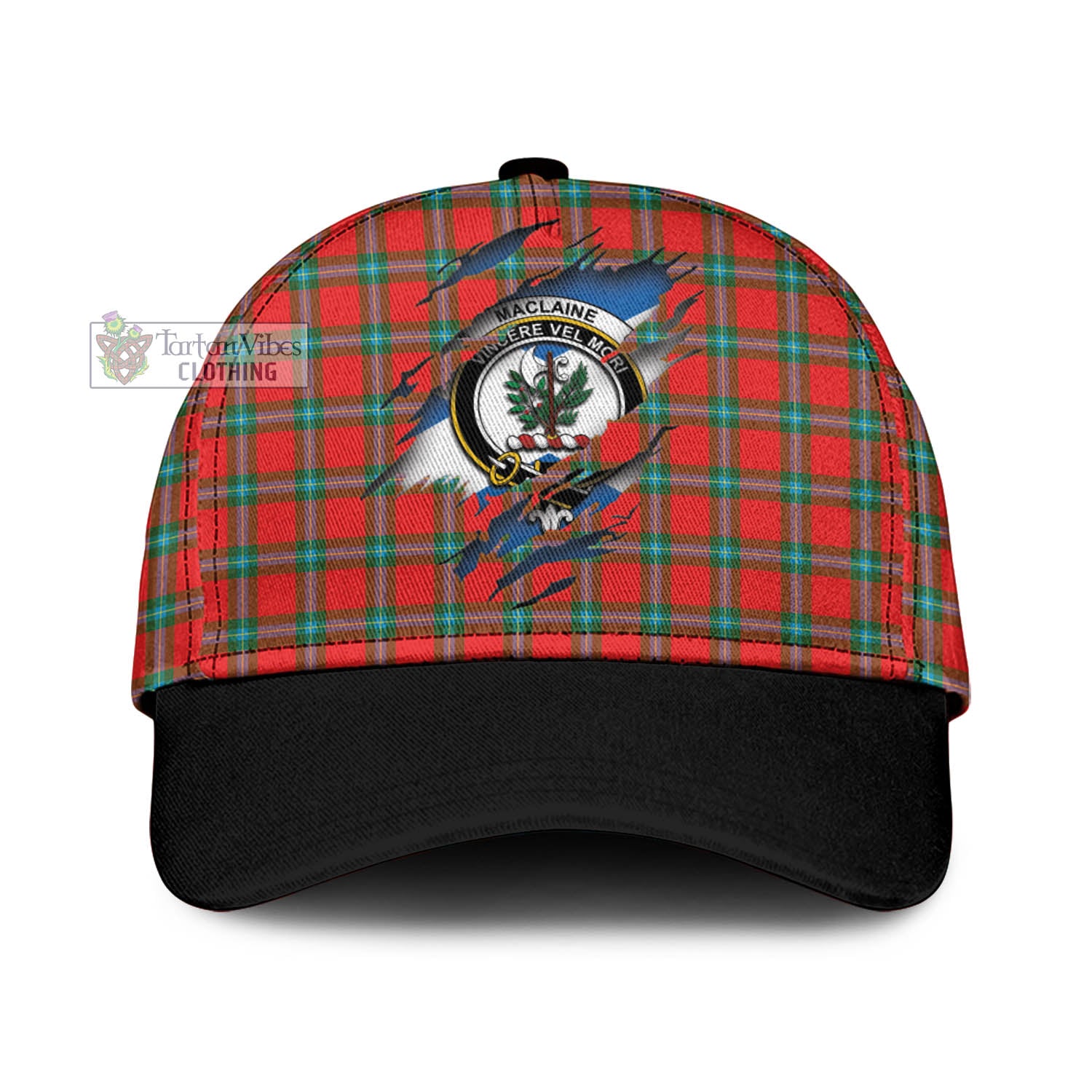 Tartan Vibes Clothing MacLaine of Loch Buie Tartan Classic Cap with Family Crest In Me Style