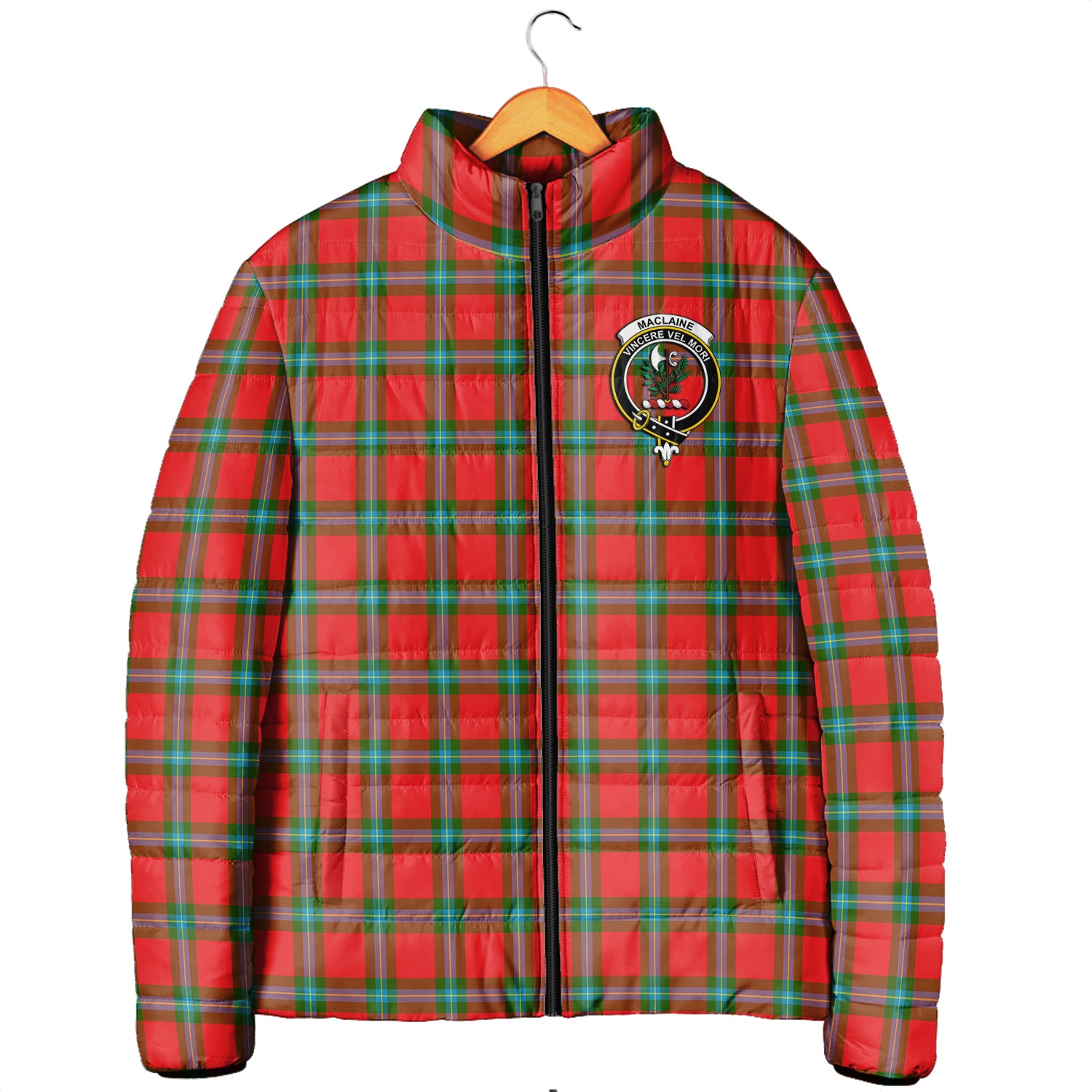 MacLaine (McLaine) Tartan Padded Jacket with Family Crest Men's Padded Jacket - Tartan Vibes Clothing