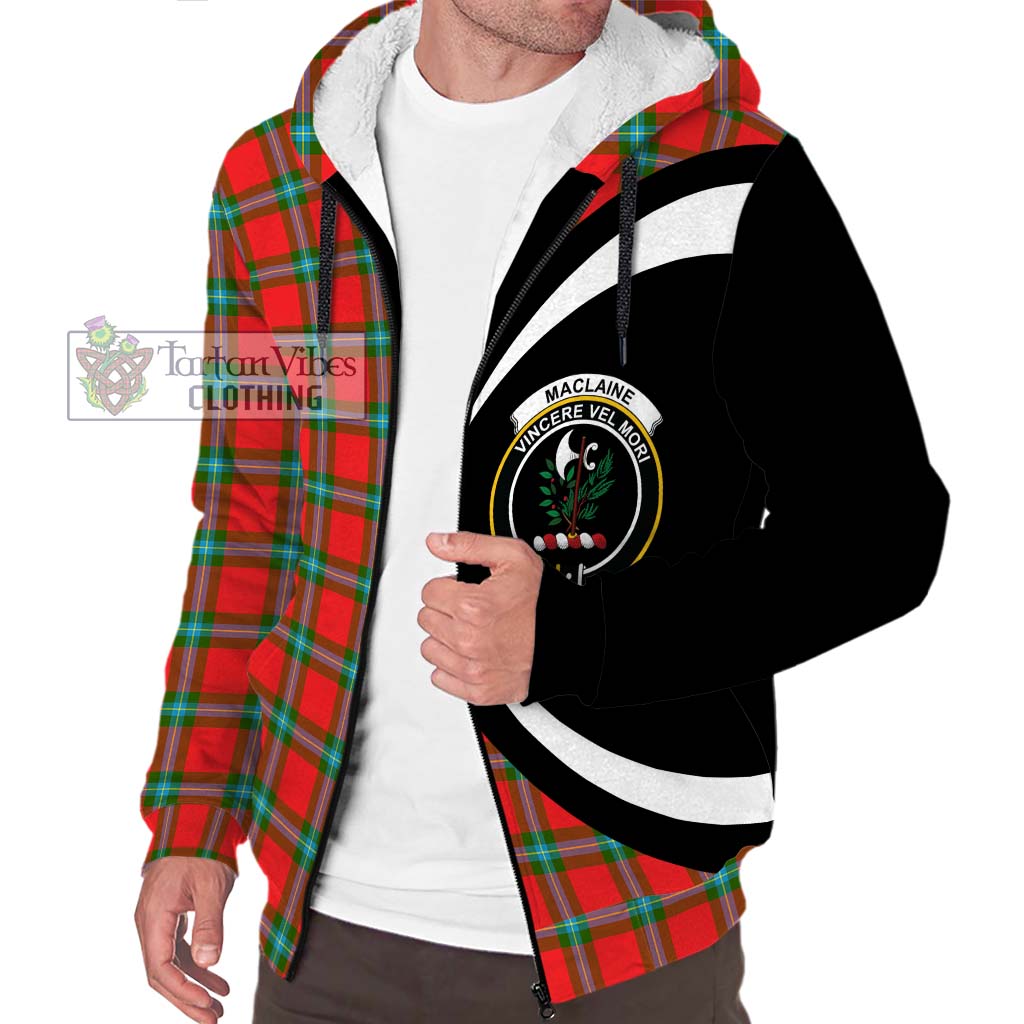 MacLaine (McLaine) Tartan Sherpa Hoodie with Family Crest Circle Style Unisex S - Tartan Vibes Clothing