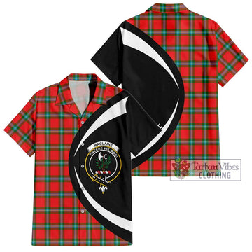 MacLaine (McLaine) Tartan Short Sleeve Button Up with Family Crest Circle Style