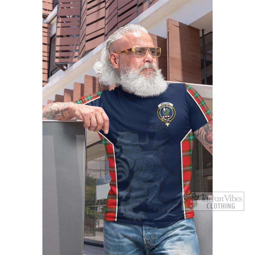 Tartan Vibes Clothing MacLaine of Loch Buie Tartan Cotton T-shirt with Family Crest and Lion Rampant Vibes Sport Style