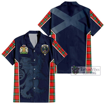 MacLaine (McLaine) Tartan Short Sleeve Button Shirt with Family Crest and Lion Rampant Vibes Sport Style