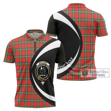 MacLaine (McLaine) Tartan Zipper Polo Shirt with Family Crest Circle Style