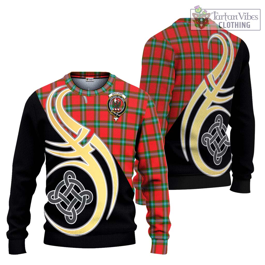 MacLaine (McLaine) Tartan Knitted Sweater with Family Crest and Celtic Symbol Style Unisex - Tartan Vibes Clothing