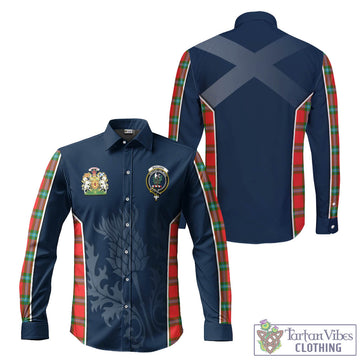 MacLaine (McLaine) Tartan Long Sleeve Button Up Shirt with Family Crest and Scottish Thistle Vibes Sport Style