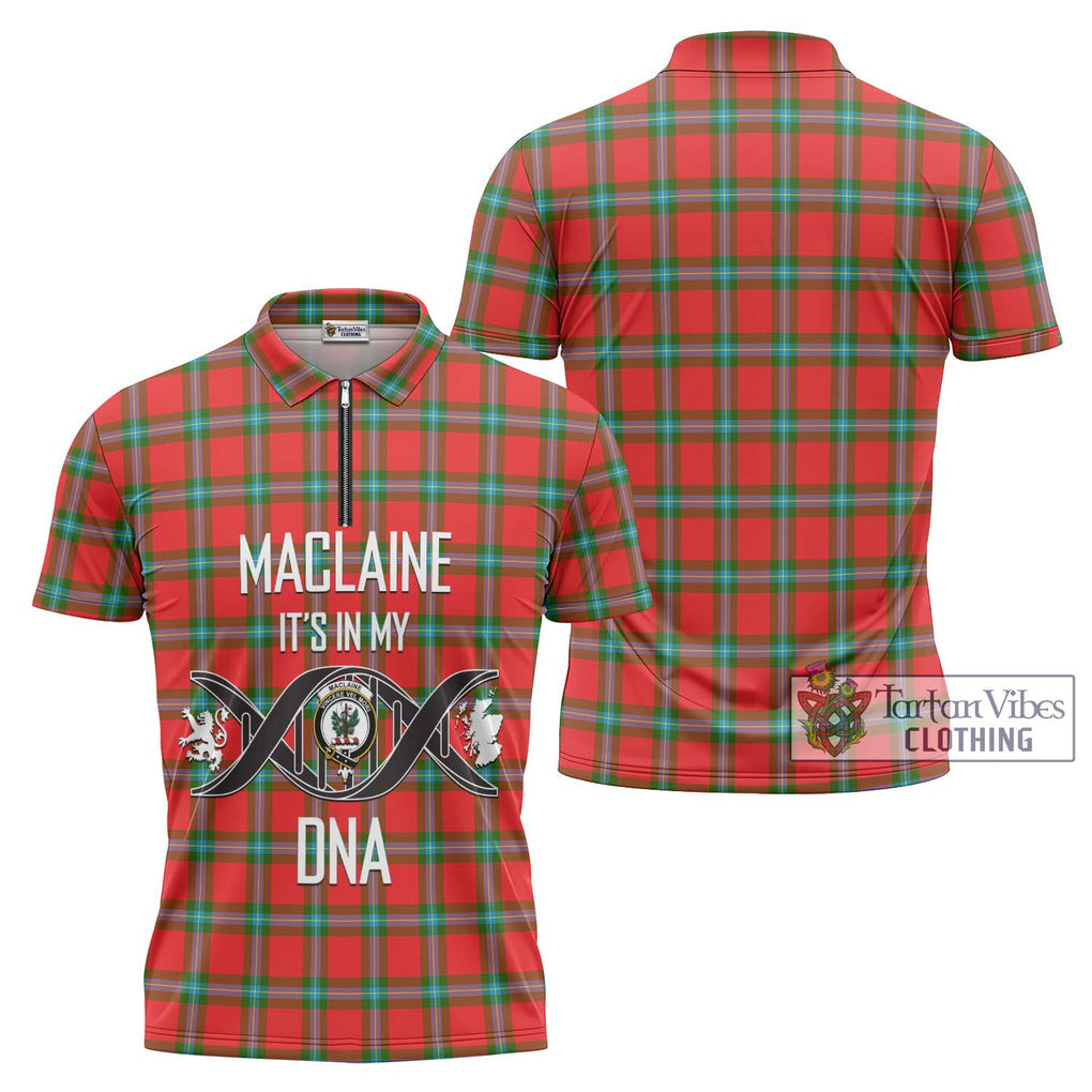 MacLaine (McLaine) Tartan Zipper Polo Shirt with Family Crest DNA In Me Style Unisex - Tartanvibesclothing Shop