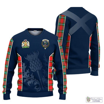 MacLaine (McLaine) Tartan Knitted Sweatshirt with Family Crest and Scottish Thistle Vibes Sport Style