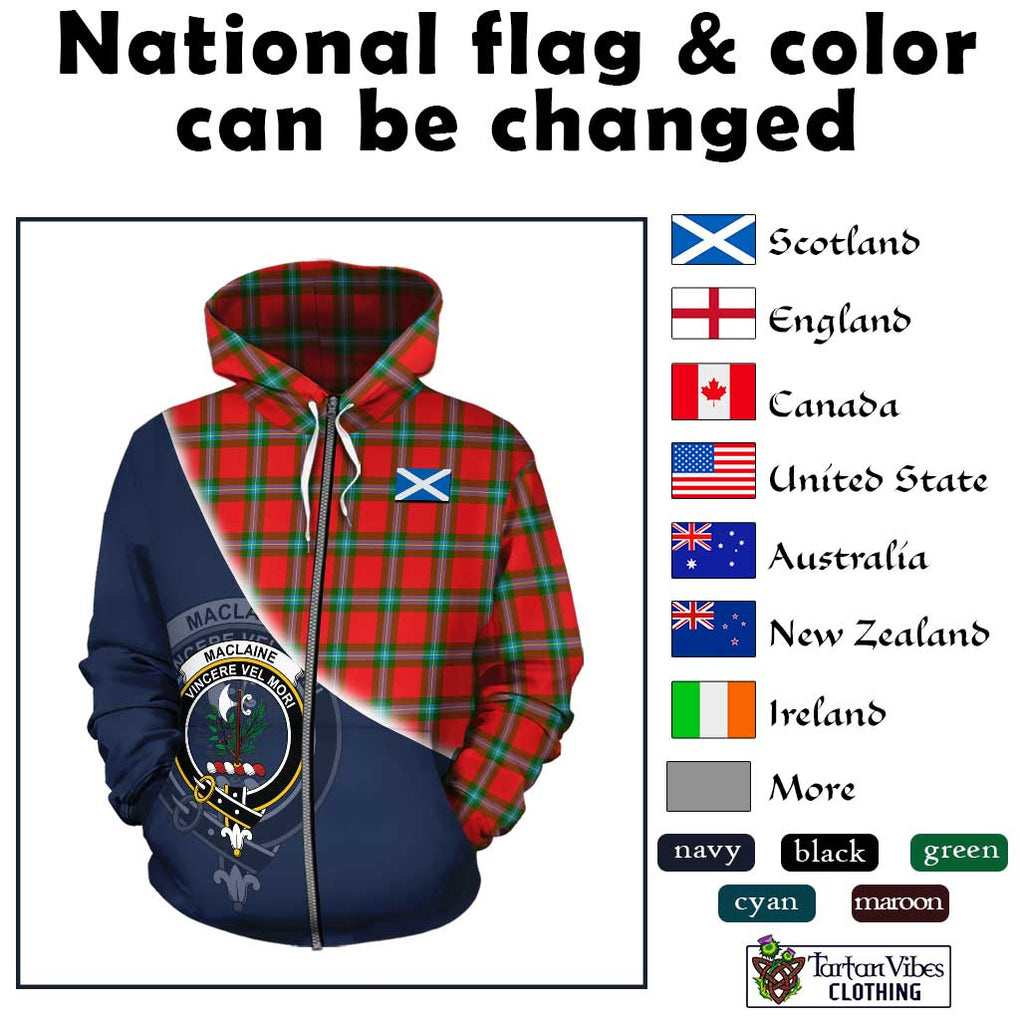 MacLaine (McLaine) Tartan Hoodie with Personalised National Flag and Family Crest Half Style - Tartanvibesclothing Shop